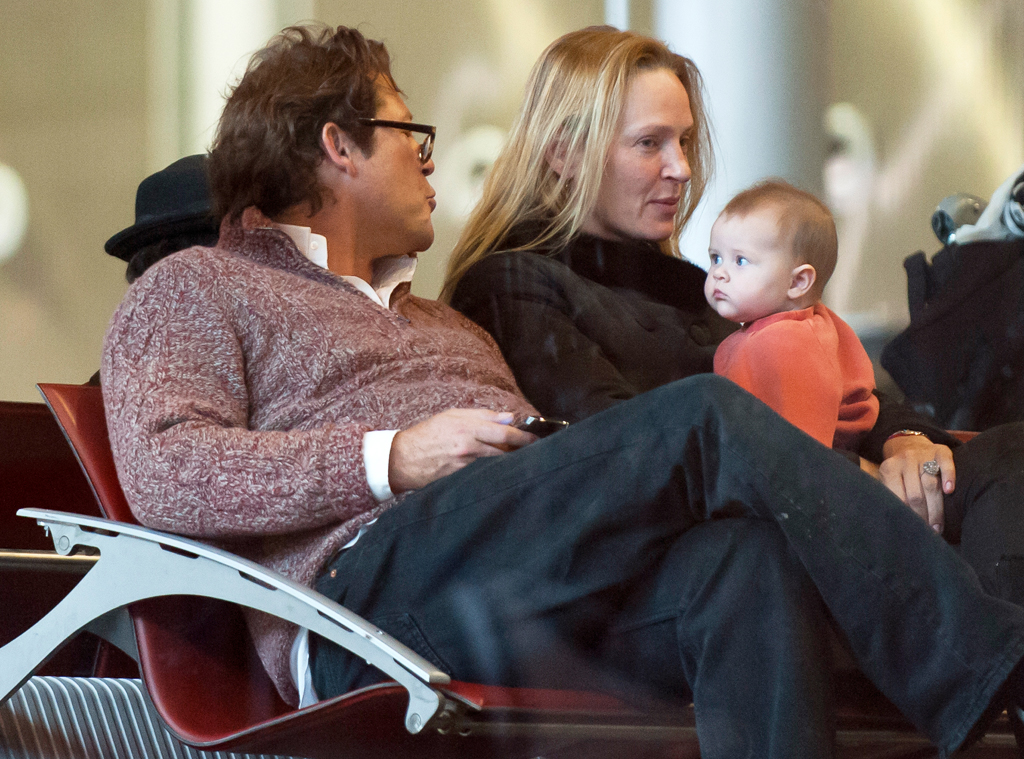 Uma Thurman's Baby Daughter, Luna, Is Not Amused by Daddy's Kisses - E